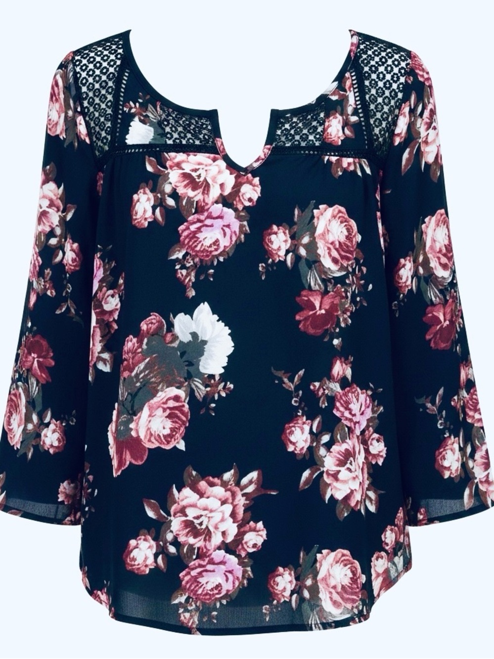 Rewind Floral Roll-up Sleeves Top Size S